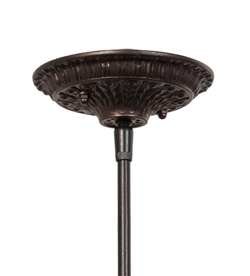 Meyda Lighting Tiffany Honey Locust 14" Mahogany Bronze Inverted Pendant Light With Multi-Colored Stained Shade Glass