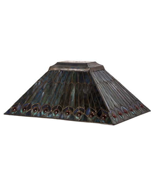 Meyda Lighting Tiffany Jeweled Peacock 16" Multi-Colored Shade Glass