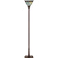 Meyda Lighting Tiffany Jeweled Peacock 70" Mahogany Bronze Torchiere Floor Lamp With Multi-Colored Shade Glass