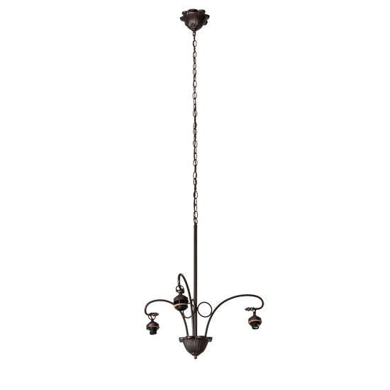 Meyda Lighting Tiffany Peacock Feather 32" 3-Light Mahogany Bronze Chandelier With Multi-Colored Shade Glass