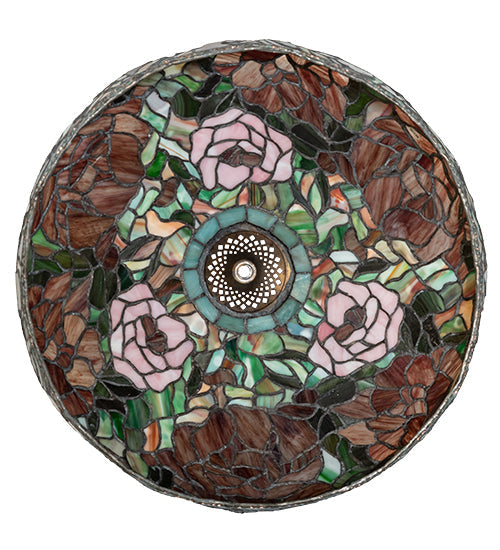 Meyda Lighting Tiffany Peony 17" Multi-Colored Stained Shade Glass