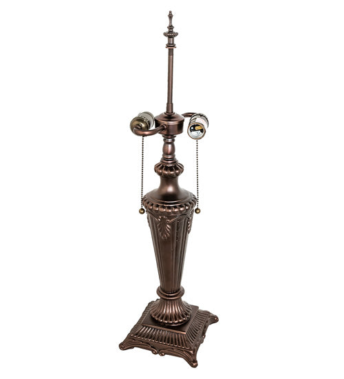 Meyda Lighting Tiffany Peony 26" 2-Light Mahogany Bronze Table Lamp With Multi-Colored Stained Shade Glass