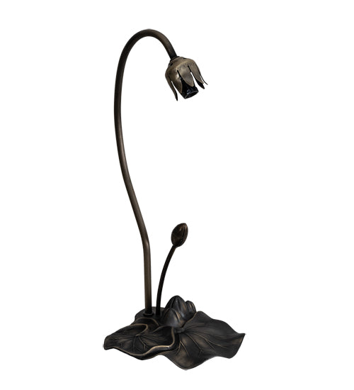 Meyda Lighting Tiffany Pond Lily 16" Mahogany Bronze Accent Table Lamp With Amber & Green Shade Glass