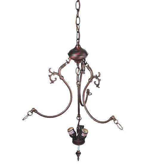 Meyda Lighting Tiffany Pond Lily 24" 3-Light Mahogany Bronze Inverted Pendant Light With Multi-Colored Shade Glass