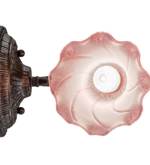 Meyda Lighting Tiffany Pond Lily 6" Oil Rubbed Bronze Wall Sconce With Pink Shade Glass
