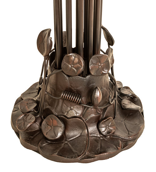 Meyda Lighting Tiffany Pond Lily 63" 12-Light Mahogany Bronze Floor Lamp With Petal Amber Shade Glass