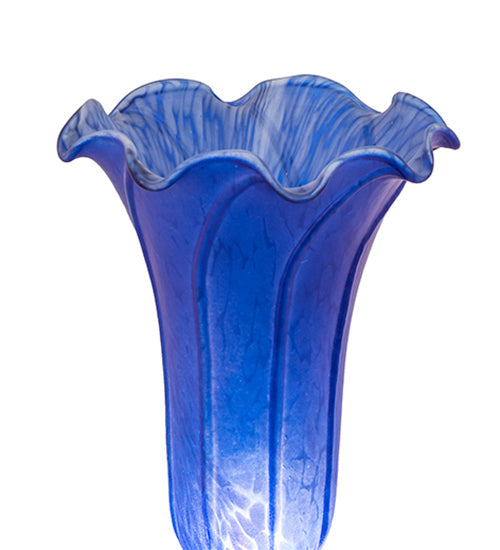 Meyda Lighting Tiffany Pond Lily 63" 12-Light Mahogany Bronze Floor Lamp With Petal Blue Shade Glass