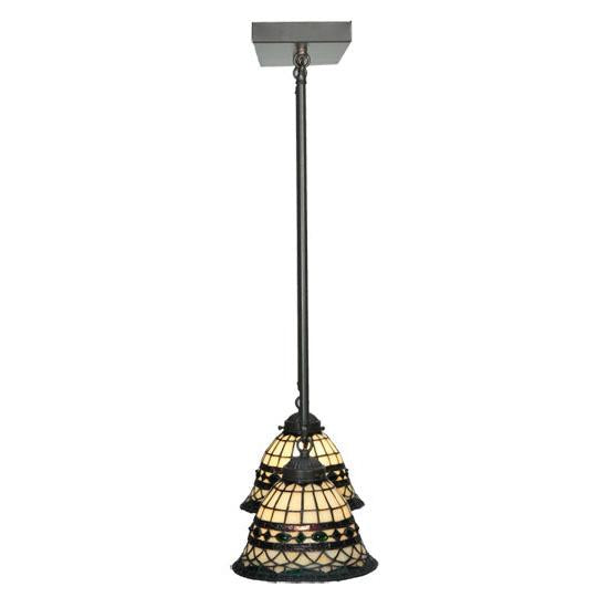Meyda Lighting Tiffany Roman 32" 2-Light Timeless Bronze Island Pendant Light With Multi-Colored Shade Glass