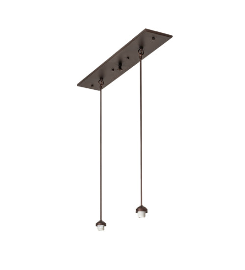 Meyda Lighting Tiffany Roman 37" 2-Light Mahogany Bronze Island Pendant Light With Multi-Colored Shade Glass