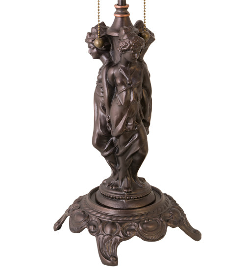 Meyda Lighting Tiffany Rosebush 24" 2-Light Mahogany Bronze Table Lamp With Multi-Colored Shade Glass