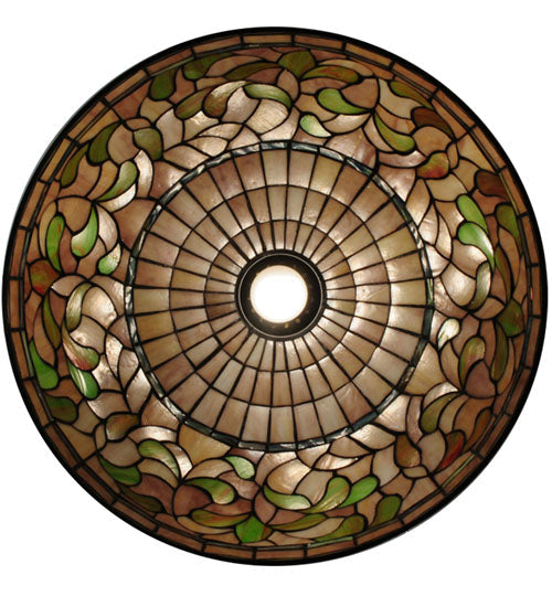 Meyda Lighting Tiffany Turning Leaf 20" Oil Rubbed Bronze Pendant Light With Multi-Colored Shade Glass