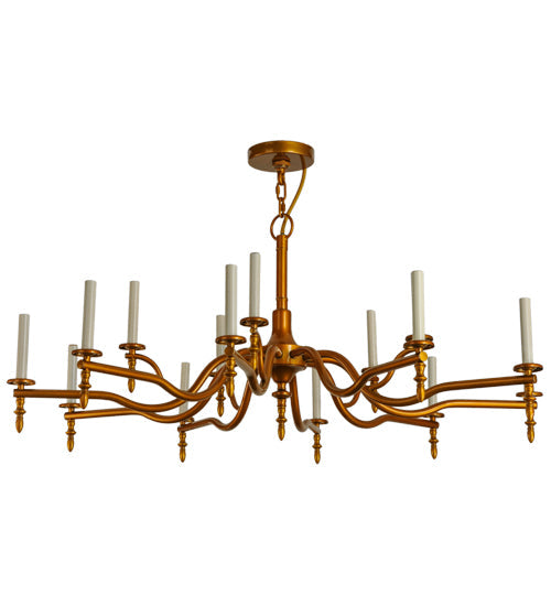 Meyda Lighting Toby 52" 15-Light Transparent Copper Over Extreme Chrome Chandelier With Cream Textrene Shade