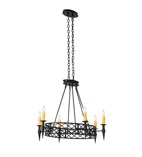 Meyda Lighting Topridge 43" 6-Light Textured Black Chandelier With Ivory Faux Candlelight