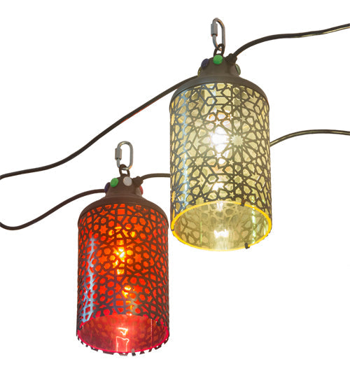 Meyda Lighting Tortola 720" 17-Light Craftsman Brown Lantern Pendant Light With Multi-Colored Shade