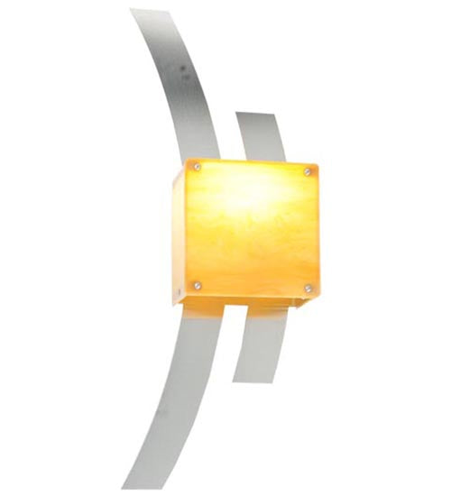 Meyda Lighting Tortuga Luna 8" Brushed Stainless Steel Wall Sconce With Amber Quartz Idalight Shade