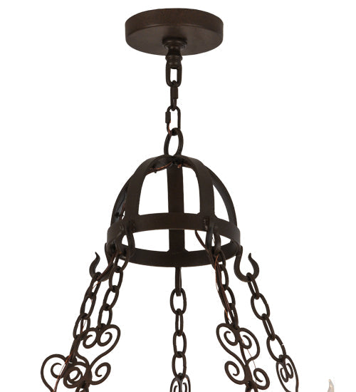Meyda Lighting Toscano 48" 15-Light 2-Tier Cafe Noir Natural Rust Chandelier With Amber Faux Candlelight