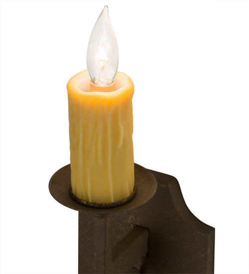 Meyda Lighting Toscano 5" Pompeii Gold Wall Sconce With Ivory Faux Candlelight