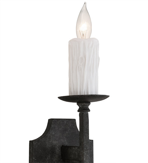Meyda Lighting Toscano 5" Smoke Wall Sconce With White Faux Candlelight