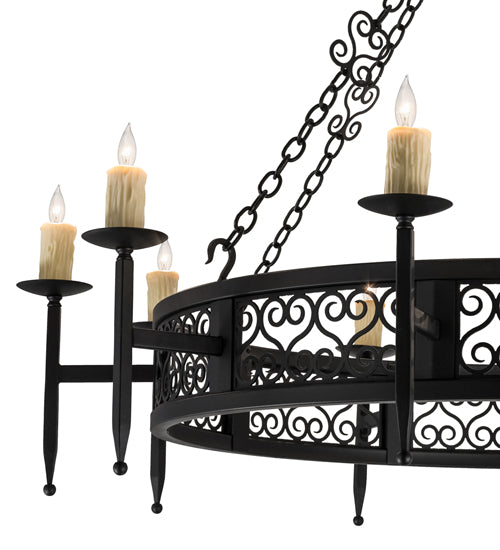 Meyda Lighting Toscano 60" 10-Light Black Chandelier With Ivory Faux Candlelight