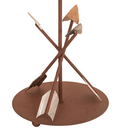 Meyda Lighting Trails End 27" Red Rust Table Lamp With Silver Mica Shade Glass