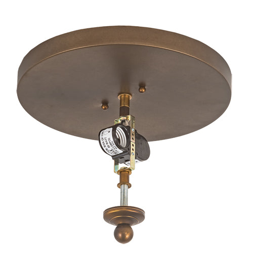 Meyda Lighting Train 16" 2-Light Antique Copper Flush Mount Light With Amber Mica Shade Glass