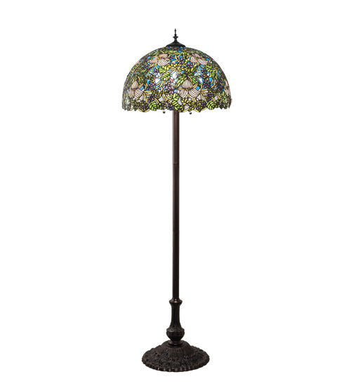 Meyda Lighting Trillium & Violet 62" 3-Light Mahogany Bronze Floor Lamp With Multi-Colored Shade Glass