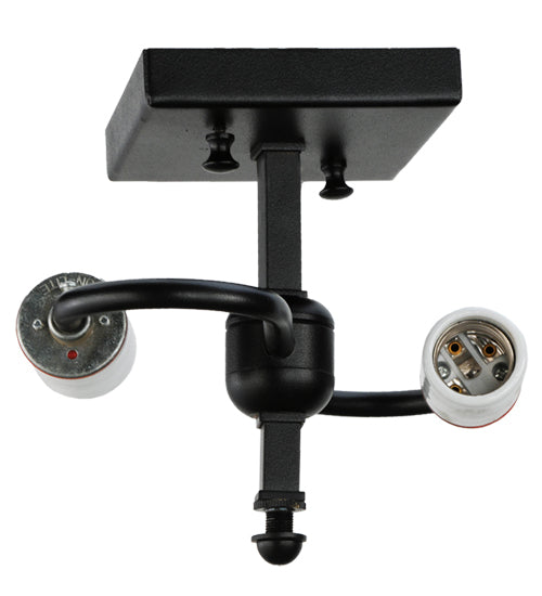 Meyda Lighting Tucano 20" 2-Light Black Flush Mount Light With Multi-Colored Fused Shade Glass