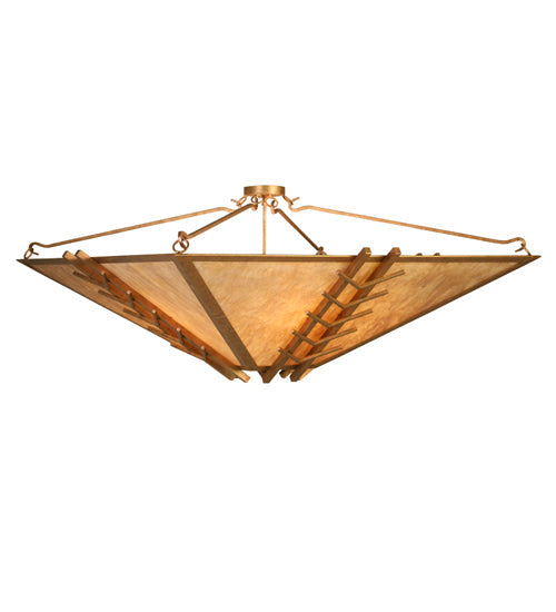 Meyda Lighting Turk 60" 10-Light Autumn Leaf Inverted Pendant Light With Travertine Idalight Shade