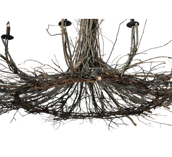 Meyda Lighting Twigs 132" 12-Light Mahogany Bronze Chandelier With Faux Candlelight