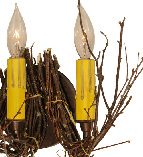 Meyda Lighting Twigs 16" Mahogany Bronze Wall Sconce With Ivory Faux Candlelight