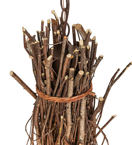 Meyda Lighting Twigs 25" 3-Light Mahogany Bronze Chandelier