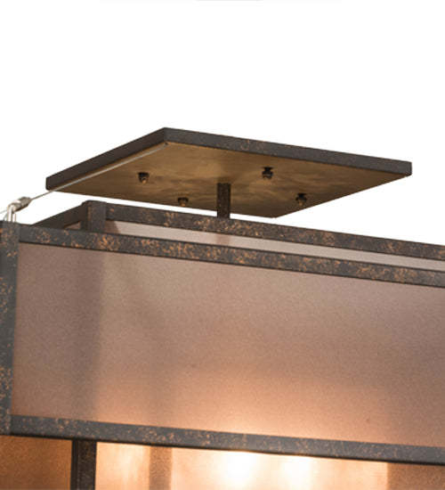 Meyda Lighting Umador 51" 4-Light Gilded Tobacco Semi-flush Mount Light With Bronze Organza & Silver Mica Shade Glass