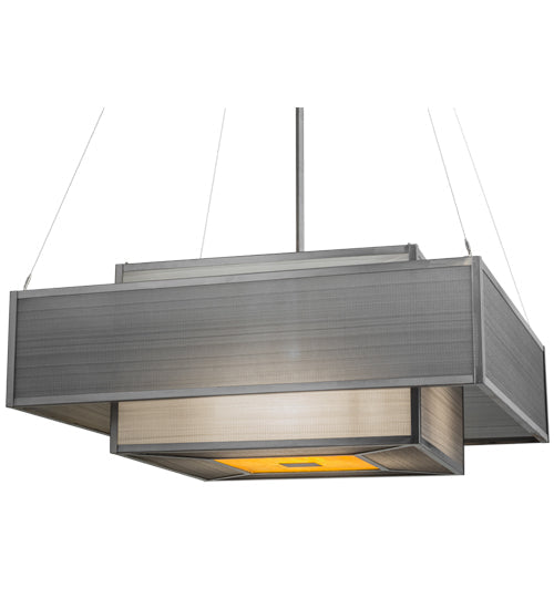 Meyda Lighting Umador 68" 4-Light Silver Steel Pendant Light With Silver & Amber Shade