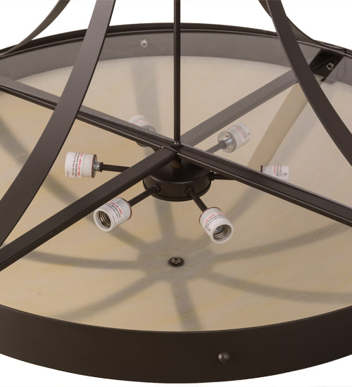 Meyda Lighting Urban 36" 6-Light Timeless Bronze Spoked Semi-flush Mount Ceiling Light With Botticino Idalight Shade Glass