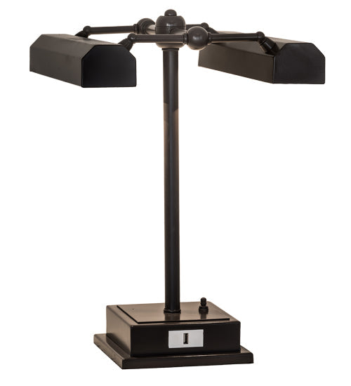 Meyda Lighting Utica Library 16" 2-Light Oil Rubbed Bronze Banker's Table Lamp