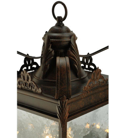 Meyda Lighting Verona 17" 3-Light Gilded Tobacco Post Mount Light With Clear Seeded Shade Glass