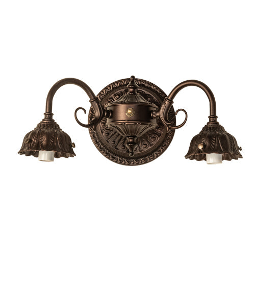 Meyda Lighting Victorian 13" 2-Lights Mahogany Bronze Wall Sconce Hardware