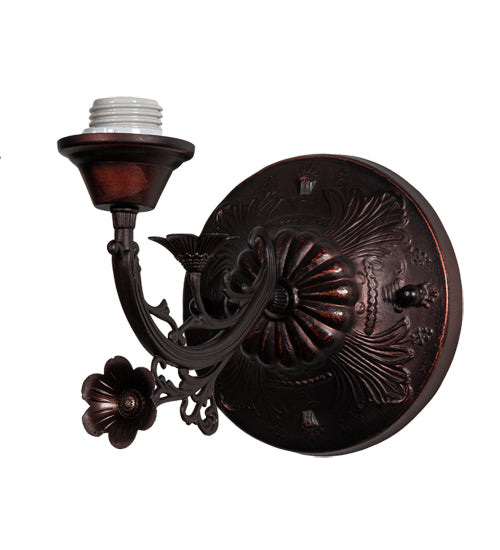 Meyda Lighting Victorian 7" Mahogany Bronze Wall Sconce With White Alabaster Acrylic Shade