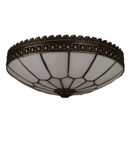 Meyda Lighting Vincent 15" Craftsman Brown Highlighted Honeycomb Frame With White Art Shade Glass
