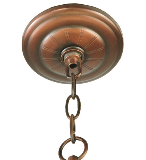 Meyda Lighting Vincent 19" 3-Light Antique Copper Honeycomb Inverted Pendant Light With Frosted Clear Shade Glass