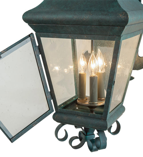 Meyda Lighting Vincente 11" 3-Light Golden Verdigris Wall Sconce With Clear Seeded Shade Glass