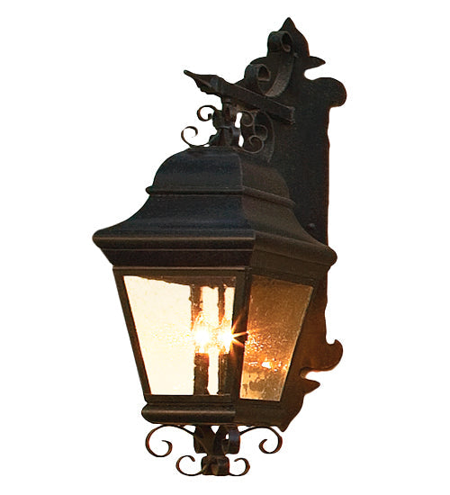 Meyda Lighting Vincente 11" Golden Bronze Wall Sconce With Clear Seeded Glass