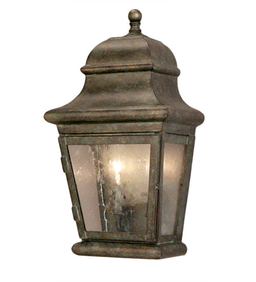 Meyda Lighting Vincente 9" 2-Light Antique Rust Wall Sconce With Clear Seeded Shade Glass