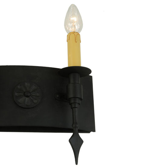 Meyda Lighting Warwick 14" 2-Light Costello Black Wall Sconce With Cream Faux Candlelight
