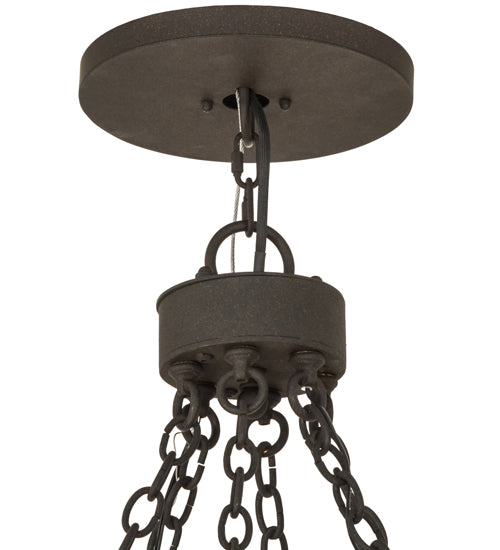 Meyda Lighting Warwick 66" 12-Light Dark Roast Chandelier With Ivory Faux Candlelight