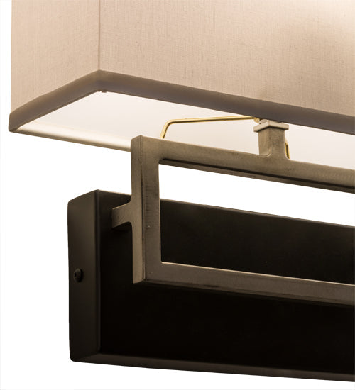 Meyda Lighting Westin 12" Flat Black Backplate Wall Sconce With White Textrene Shade Glass