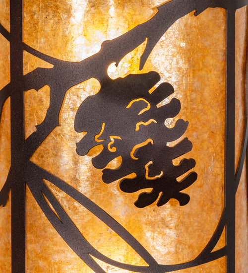 Meyda Lighting Whispering Pines 10" 2-Light Mahogany Bronze Left Wall Sconce With Amber Mica Shade Glass