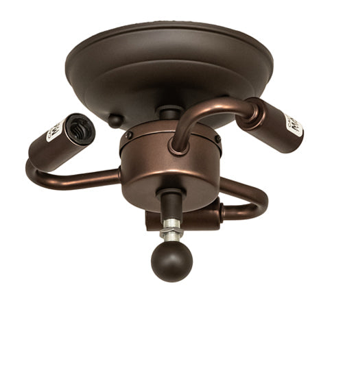 Meyda Lighting Whispering Pines 10" 3-Light Oil Rubbed Bronze Flush Mount Light With Amber Mica Shade Glass