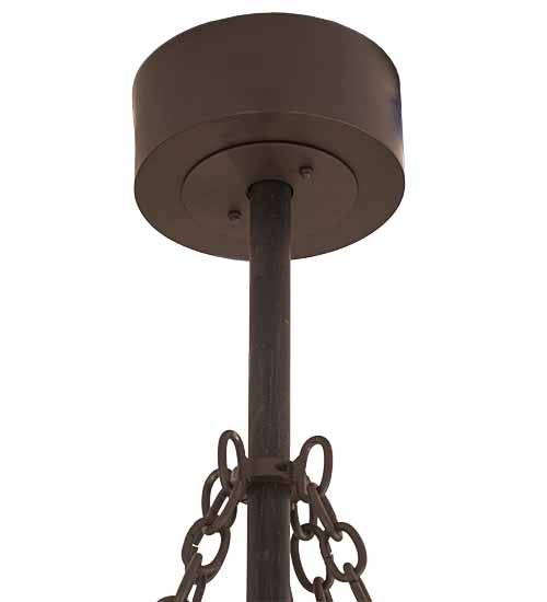 Meyda Lighting Whispering Pines 191879 45" 12-Light Oil Rubbed Bronze Chandelier With Amber Mica Shade Glass and Fan