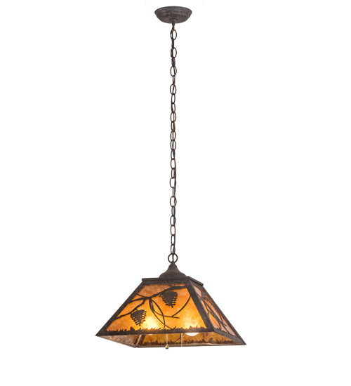 Meyda Lighting Whispering Pines 22" 2-Light Coffee Bean Pendant Light With Amber Mica Shade Glass